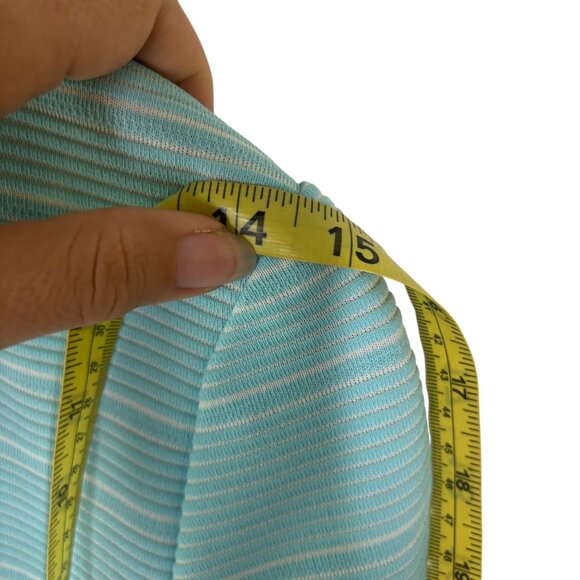 Vintage 60s Blue White Ribbed Long Jacket Medium - Picture 12 of 13